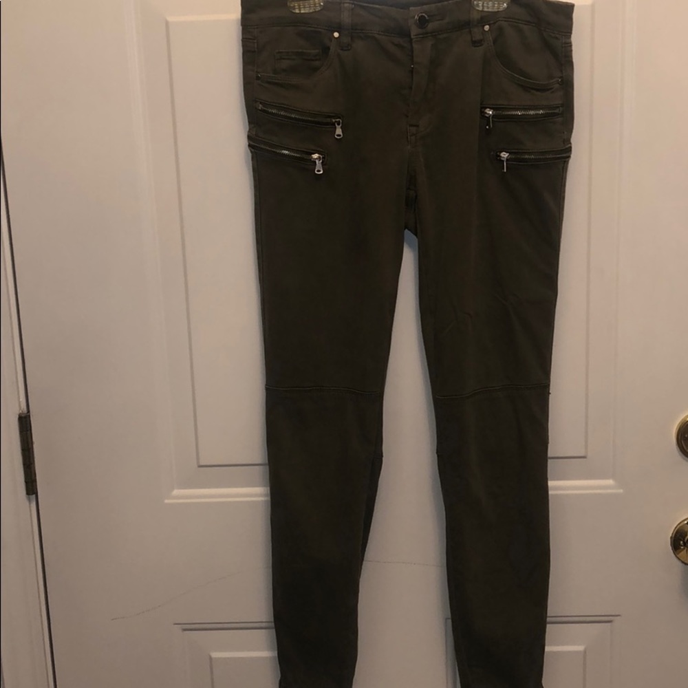 Blank nyc olive green skinny jeans with zippers. Nordstrom.